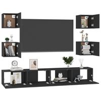 VidaXL 6-tlg. TV-Schrank-Set Schwarz Spanplatte 