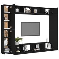 vidaXL Kleiderschrank 8-tlg TV-Schrank-Set Schwarz Spanplatte