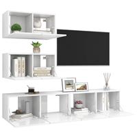 VidaXL 4-tlg. TV-Schrank-Set Hochglanz-Weiß Spanplatte 