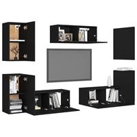 VidaXL 7-tlg. TV-Schrank-Set Schwarz Spanplatte 