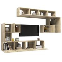 vidaXL Kleiderschrank 8-tlg TV-Schrank-Set Sonoma-Eiche Spanplatte TV-Konsole für Fernseher