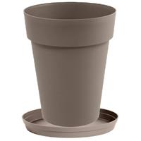 Bloempot Toscane Kunststof Taupe D44 X H53 Cm Inclusief Onderschaal D35 Cm - Plantenpotten