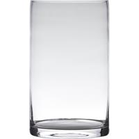 Bellatio Transparante Home-basics Cilinder Vorm Vaas/vazen Van Glas 25 X 15 Cm - Vazen