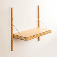 SKLUM Kolex Bamboo Modular Wandregal Bambus - MDF Weiss - Weiss Bücherregal mit Schreibtisch 84 cm - 