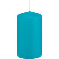 1x Turquoise Blauwe Cilinderkaarsen/stompkaarsen 5 X 10 Cm 23 Branduren tompkaarsen