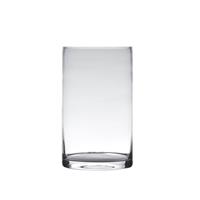 Bellatio Transparante Home-basics Cilinder Vorm Vaas/vazen Van Glas 40 X 15 Cm - Vazen