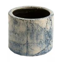 D&M Deco Fracture Blue blauwe 17 cm ronde bloempot voor binnen