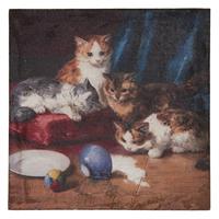 Clayre & Eef Schilderij met katten 40*2*40 cm 64970