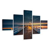 Karo-art Schilderij - Zicht vanaf Houten Pier, Premium Print