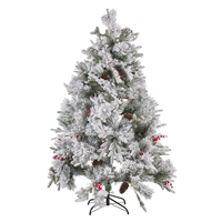 beliani Weihnachtsbaum 180 cm Weiß Schneebedeckt mit Kunstschnee Zapfen roten Beeren und Ständer Weihnachtszeit Weihnachten Wohnzimmer Modern