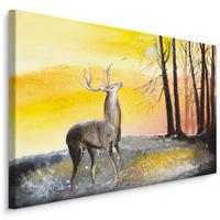 Karo-art Schilderij - Hert, Print op canvas, 4 maten, Premium Print