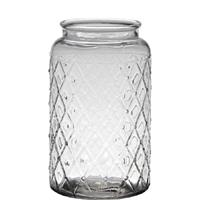 Bellatio Transparante Bloemenvaas Met Ruitjesprint Van Glas 26,5 X 16 Cm - Vazen