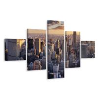 Karo-art Schilderij - Uitzicht over New York, 3 maten, Premium Print