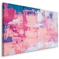 Karo-art Schilderij - Kleurrijk Abstract, Roze en Rood, Premium Print