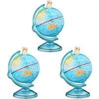 RELAXDAYS 3x Spardose Globus im Set, Sparbüchse als politische Weltkarte, mit englischer Beschriftung, Weltkugel, bunt