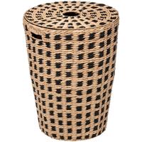 5FIVE SIMPLY SMART Wäschekorb aus Bambus, 60 L, mit schwarzem Muster