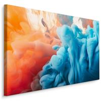 Karo-art Schilderij - Explosie van Kleuren, Blauw en Oranje, Premium Print