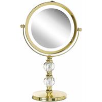 Beliani Verlichte gouden make-up spiegel ø 18 cm CLAIRA