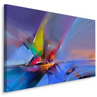 Karo-art Schilderij - Zeilboot in Abstractie, Multikleur, Premium Print