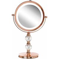 Beliani Verlichte rosé gouden make-up spiegel ø 18 cm CLAIRA
