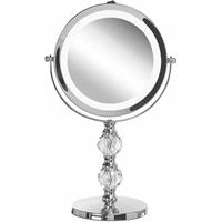 Beliani Verlichte zilveren make-up spiegel ø 18 cm CLAIRA