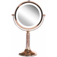 Beliani Verlichte rosé gouden make-up spiegel ø 18 cm BAIXAS