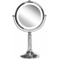 Beliani Verlichte zilveren make-up spiegel ø 18 cm BAIXAS