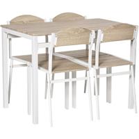 HOMdotCOM Eettafel set met 4 stoelen naturel hout/wit