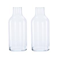 Bellatio 2x Flesvormige Bloemenvazen/decoratie Vazen/boeketvazen Transparant Glas 3300 Ml - Vazen
