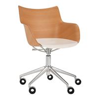 Q/Wood Sessel mit Rollen / Geformtes Holz & Kunststoff Verstellbare Höhe - Kartell - Holz natur