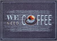 Grund Fußmatte Coffee, rechteckig, 8 mm Höhe, Schmutzfangmatte, mit Spruch, In- und Outdoor geeignet, waschbar