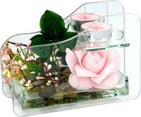 I.Ge.A. Kunstpflanze Rose im Glas mit Teelicht, (Set, 2 St.)