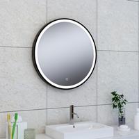 Saniclass Lonato badkamerspiegel rond diameter 60cm met geïntegreerde LED verlichting met spiegelverwarming en touch schakelaar Mat Zwart SW1-60MB