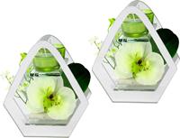 I.Ge.A. Kunstpflanze Orchidee im Glas mit Teelicht, (Set, 2 St.)
