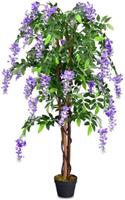 COSTWAY Kunstpflanze 150 cm Kunstbaum mit Blueten lila