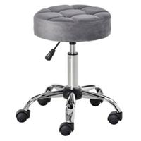 HOMdotCOM Salonstoel in hoogte verstelbaar stoel salonkruk draaibaar fluwelen stof schuimstof grijs