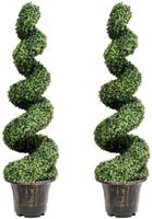 COSTWAY Kunstpflanze 2er Set Spiral-Bonsai grün