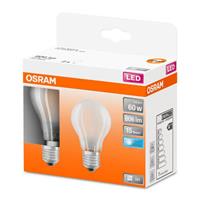 Osram LED STAR CLASSIC A 60 BOX Kaltweiß Filament Matt E27 Glühlampe Doppelpack
