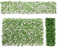 costway Kunstplant Muurhaag Klimopbladeren Privacyscherm Haagplant Windscherm voor Tuindecoratie 125 x 28 cm