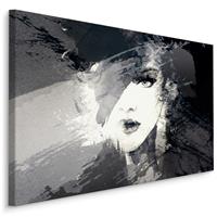 Karo-art Schilderij - Vrouw, Abstract in zwart en wit, Premium Print