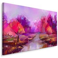 Karo-art Schilderij - Het Bos in Roze, print op Canvas, Premium Print