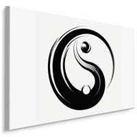 Karo-art Schilderij - Yin & Yang in zwart/wit, premium Print