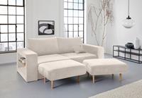 Looks By Wolfgang Joop 3,5-Sitzer Looksvb, Verwandlungssofa: aus Sofa wird Sofa mit 2 Hockern, mit Regalfunktion in beiden Armteilen