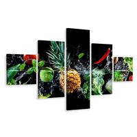 Karo-art Schilderij - Groente en fruit in water, 5luik, Premium print