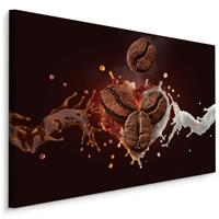 Karo-art Schilderij - Koffie met melk, Bruin, zwart, wit, Premium Print