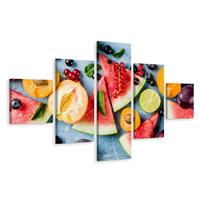 Karo-art Schilderij - Verfrissend fruit, 5luik, Premium print