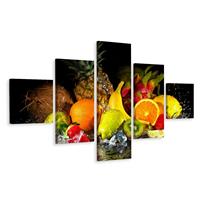 Karo-art Schilderij - Fruit en water, 5luik, Premium print