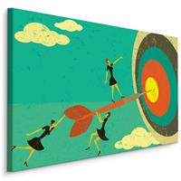 Karo-art Schilderij - Bulls Eye, Darten, groen,rood,geel, Premium Print