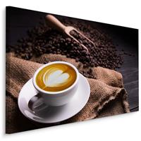 Karo-art Schilderij - Latte Koffie met Liefde, premium Print