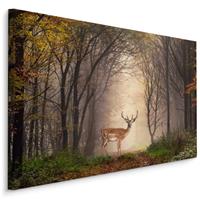 Karo-art Schilderij - Hert in het Bos, 5 maten, Premium Print